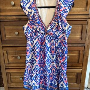 Joy Joy Blue and Pink Geometric Mini Dress